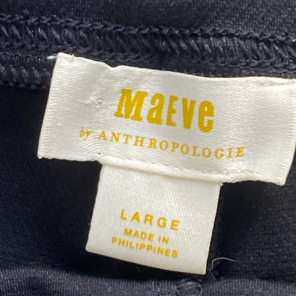 Anthropologie Maeve Womens Pants Black Slit Flared Ponte Stretch Size Large - Picture 6 of 12